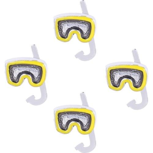 F231 Charm Yellow Silver Plated Snorkeling Mask Floating Charms For Glass Living Memory Locket 11*7mm
