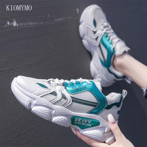 Womens Shoes Autumn 2021 New Heightened Casual Sports Running Shoes Womens Breathable Thick-Soled Mesh Old Shoes Women