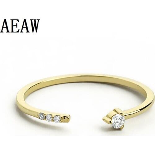 Diamond Rings 14k Pure Gold Women Diamod New Hot Sale Party Trendy 2018 Diamond Open Ring For Women