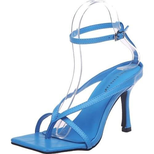 Sandalias De Verano Para Mujer 2020 Summer New Clip-toe High-heeled Thin Shoes with A Word Buckle Fine Heel Sandals Women