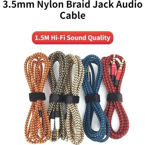 1.5M Nylon Braid Jack Audio Cable 3.5mm to 3.5mm Car AUX Cable Headphone Extension Code for Phone Car Headset Speaker