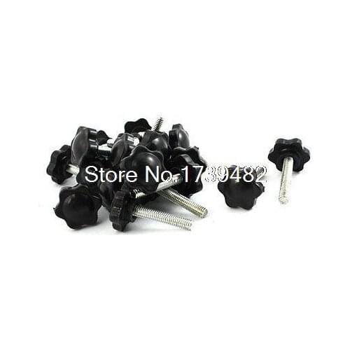 20 Pcs 30mm Dia Star Shape Head M6 x 25mm Male Thread Clamping Screw Knob