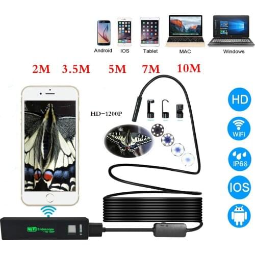8mm Wifi Endoscope Android/IOS/PC Borescope Waterproof Lens 8 LED Lights Endoscopic HD Camera Soft Tube Wifi Endoscope Camera