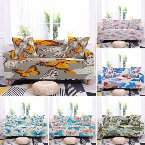 Butterfly Pattern Sofa Cover Elastic Couch Slipcover For Living Room Armchair Protector Home Decor 1/2/3/4-seater Sofa Covers