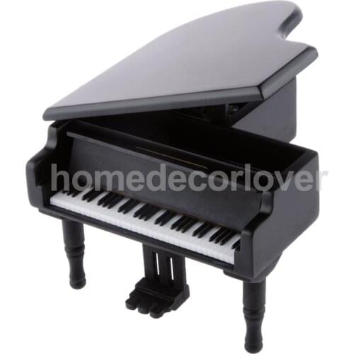 Black Wood Clockwork Piano Music Box Melody Play Box Gift Castle in the Sky