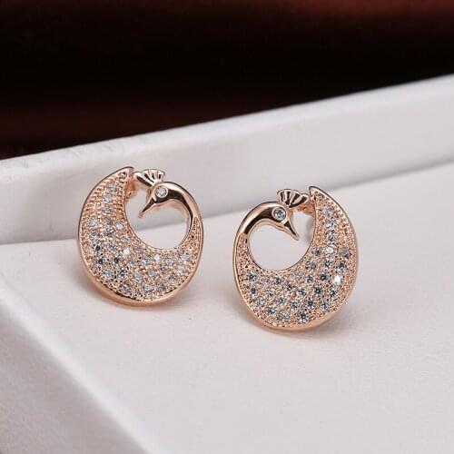 DE217 Fashion Creative Delicacy 4A Zircon Peacock Ear Stud GIRLS Gift Party Banquet WOMENS Jewelry Earrings 2021