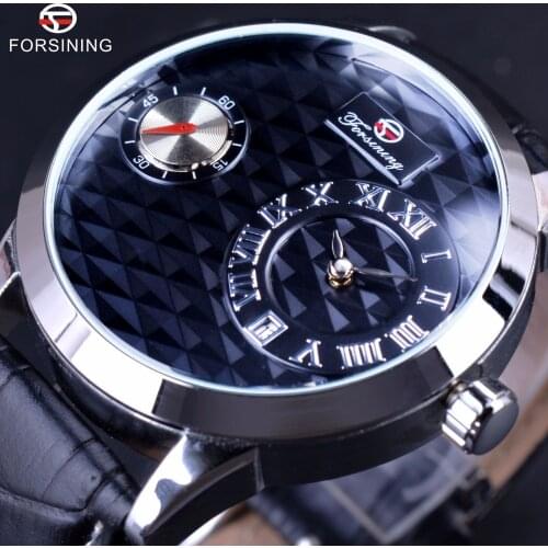 Forsining Small Dial Second Hand Display Mens Watches Top Brand Luxury Automatic Fashion Casual Watches Obscure design Clock Men