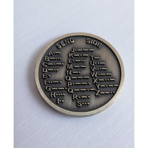 1PC CW Morse Code Decoder Chart Medal Coin Morse Commemorative Coin Gift Prize