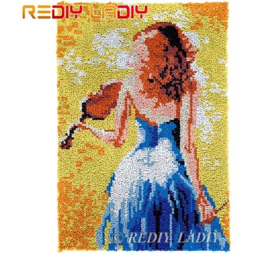 Latch Hook Rug Chunky Yarn Tapestry Kits DIY Carpet Rug Enjoy Music Knitted Floor Mat Crocheting Cushion Arts & Crafts 58*87cm