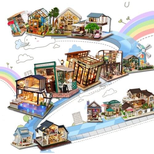 Cutebee Doll House Furniture Miniature Dollhouse DIY Miniature House Room Box Theatre Toys for Children Casa DIY Dollhouse A