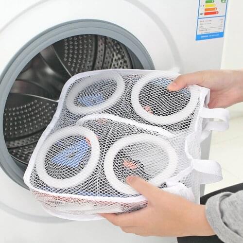 Laundry Bag Shoe Wash Bag Mesh Sack with Sling Padded See-Through Cover Travel Washing Pocket Bar Drying Tools Dry Clothes Pouch