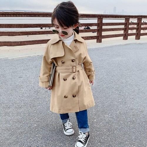 Boutique Autumn Fashion Kids Girl Clothes Long Trench Coats Toddler Baby Outerwear Children Clothing England Style Windbreaker