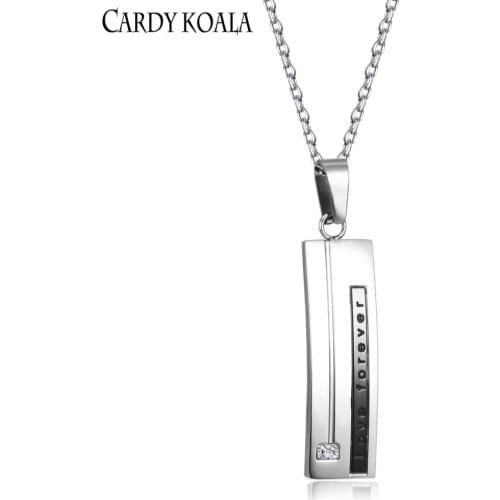 316L stainless steel cubic inlaid "forever love" couple necklace for Men