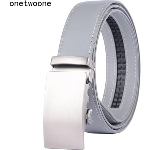 Mens Belt Cow Leather Belts Brand Fashion Automatic Buckle Black Gray Genuine Leather Belts for Men 3.5cm Width