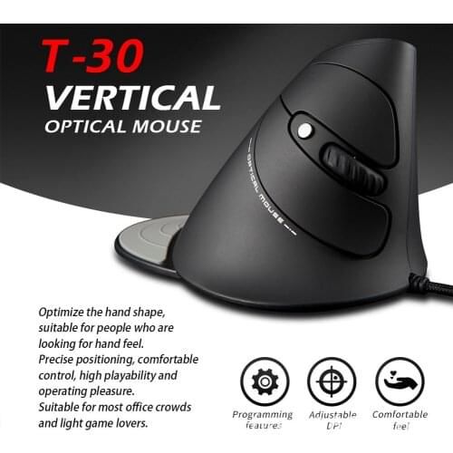 ZELOTES T-30 Wireless Mouse Vertical Gaming Mouse USB Computer Mice Ergonomic Desktop Upright Mouse 3200DPI for PC Laptop Office