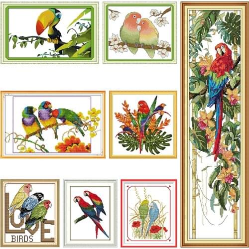 Cross Stitch Kits Stamped Embroidery Needlework This Scarlet Macaw Printed 11CT 14CT Counted Patterns Crafts Home Decoration Set