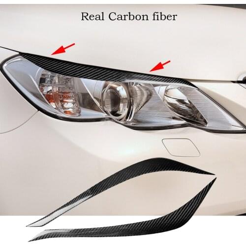 Real Carbon Fiber Headlight eyebrow Eyelid Cover Trim For Toyota Reiz 2010-2012