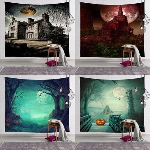 Pumpkin Print Wall Hanging Bedroom Tapestry Print Carpet Home Backdrop Halloween Festival Decoration