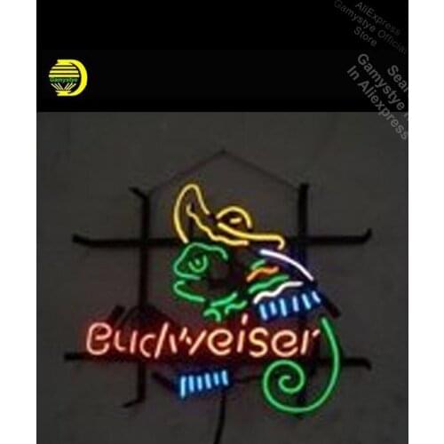 NEON SIGN For Budweise Chameleon GLASS Tube Handcraft Art Beer Bar Shop Room Light Signs Custom Business Signs Neon Sign Car