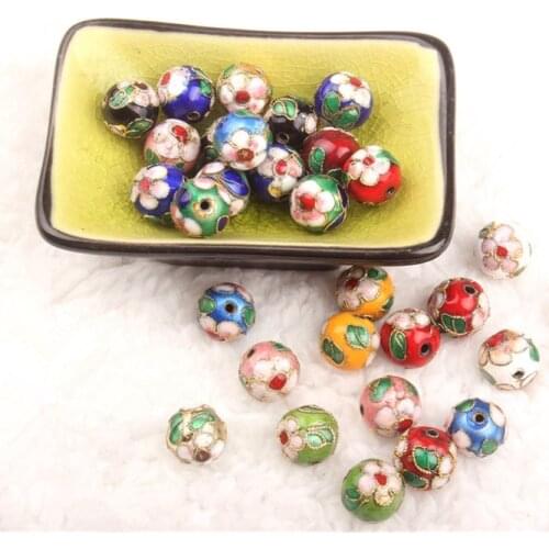 NEW Wholesale 10 PCS multicolor cloisonne thread round bead DIY enamel wire inlay loose beads 8-12mm