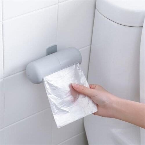 New Capsule Shape Garbage Bag Storage Box Wall Mounted Pastic Trash Bags Storage Container Kitchen Bathroom Organizer