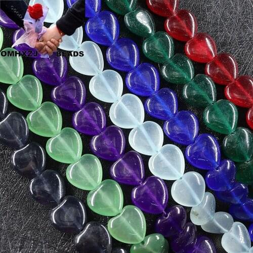 OMH Z48 15mm Polished By Hand Natural Stone Jewelry DIY Making Bracelet Necklace Heart-shaped Quartzite Jade Loose Spacer Beads