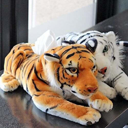 Plush Simulation Leopard Tiger Toy Napkin Paper Holder Tissue Box Home Shop Car Office Decor Creative Gift