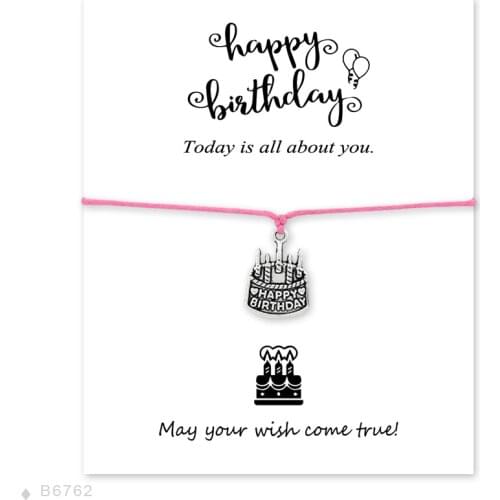Happy Birthday Gift for Sisters Friends Mom Dad Mother Father Kids Teens Silver Heart Birthday Cake Charm Bracelets for Women