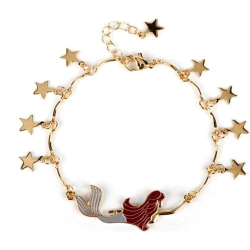 Dongsheng Star Charm Bangles Bracelet Little Mermaid Bracelets Earrings for Women Girl Jewelry Accessories Bracelet