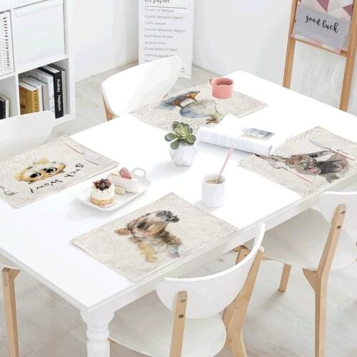 Popular Table Napkin 42x32cm Donkey Rabbit Pink Pig Duck Owl Linen Tablecloth Kitchen Decoration Dining Placemats Accessories