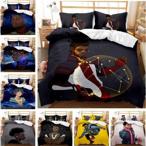 Custom Bedding African American Boy with Glasses Bedding Personalized Name Set Duvet Cover Super Soft Fade Resistant Microfiber
