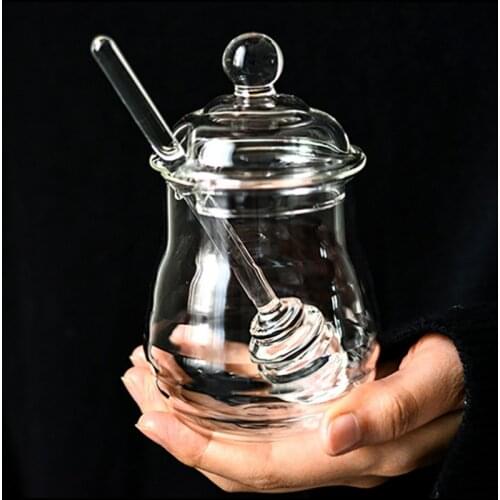 Transparent Glass Honey Jar with Lid Household Candy Spice Chicken Cooking Sugar Bowl Seasoning Bottle Salt Storage Box