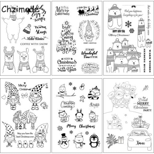 Chzimade Merry Christmas Clear Silicone Stamp 2021 New DIY Scrapbooking Crafts Supplies Seal Stamps Photo Album Cards Making