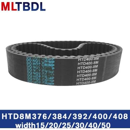 Rubber synchronous belt HTD8M 376 384 392 400 408 pitch=8mm arc tooth industrial transmission belt toothed belt width 20/30/40mm