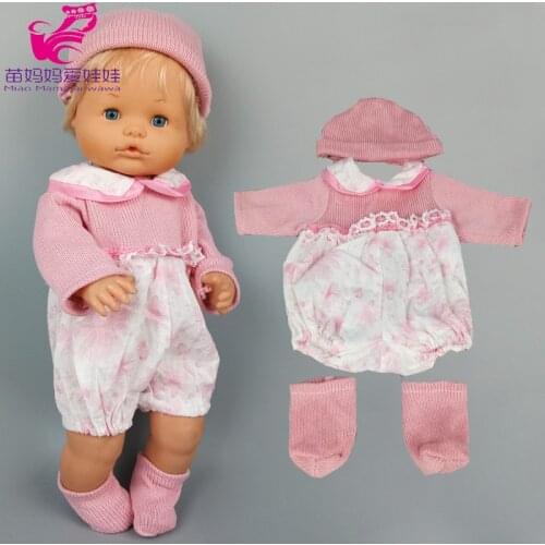 For Nenuco Doll pink rompers hat socks Fit 40 cm Ropa Y Su Hermanita 16 inch born Baby Doll clothes set