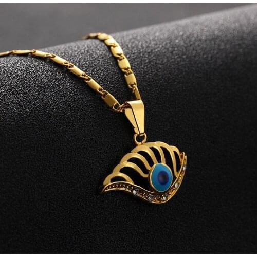 Blue Evil Eye Pendant Necklaces For Women Men Punk Jewelry Copper Joyas Mujer Gold Filled Chain Choker Necklace Best Friends