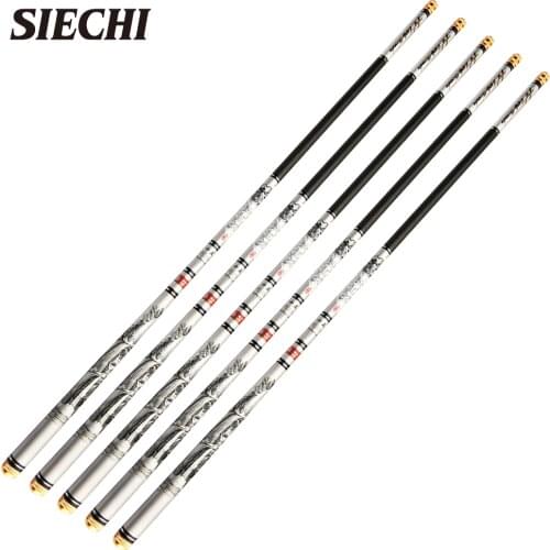 SIECHI Super Light Hard Telescopic Fishing Rod Carbon Fiber Extra Long Freshwater Fishing Pole 3.6m/4.5m/5.4m/6.3m/7.2m