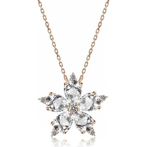 Tevuli 925 Sterling Silver White Camellia Flower Necklace