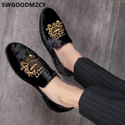 Formal Shoes Men Classic Italian Brand Men Party Shoes Coiffeur Embroidery Mens Dress Shoes Loafers Sepatu Slip On Pria 48 Bona