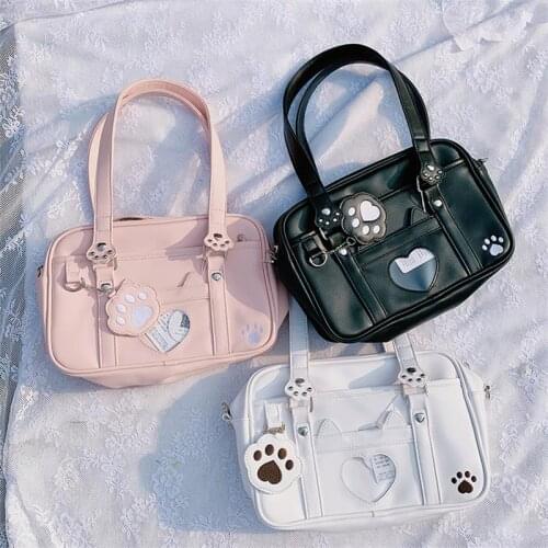 Lovely Cat Claw Design Student JK Uniform Shoulder Bag Harajuku Itabag Anime Soft Girl Kawaii Messenger Bag Fashion PU Handbags