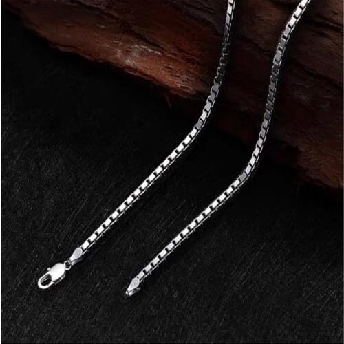 1DY 100% Genuine 925 Sterling Silver Necklace for women Box Chain Necklace fancy style Fine Jewelry