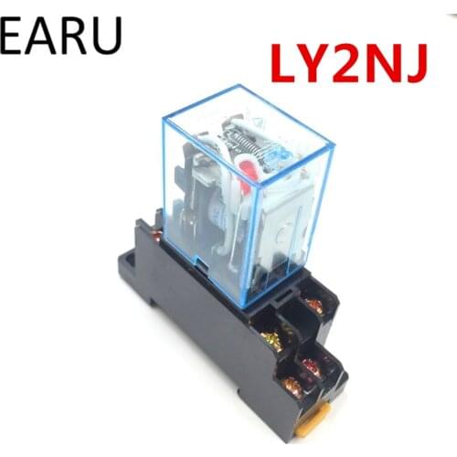 1Pc LY2NJ HH62P HHC68A-2Z Electronic Micro Mini Electromagnetic Relay 10A 8PIN Coil DPDT With Socket Base DC12V,24V AC110,220V