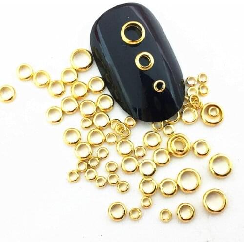 10Pcs/Lot Japan New 2mm 3mm 4mm Gold Silver Smooth Round Circle Metal Alloy Nail Art DIY Decorations Nail Stickers for Manicure
