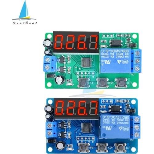 DC 12V 24V LED Digital Time Delay Relay Trigger Timer Delay Switch Circuit Board Timing Control Module DIY 0-9999