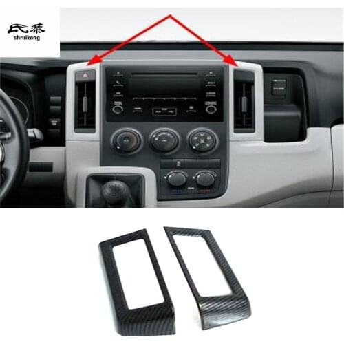 2pcs/lot ABS carbon fiber grain Central control air conditioning outlet decoration cover for 2019 2020 Toyota HIACE 300