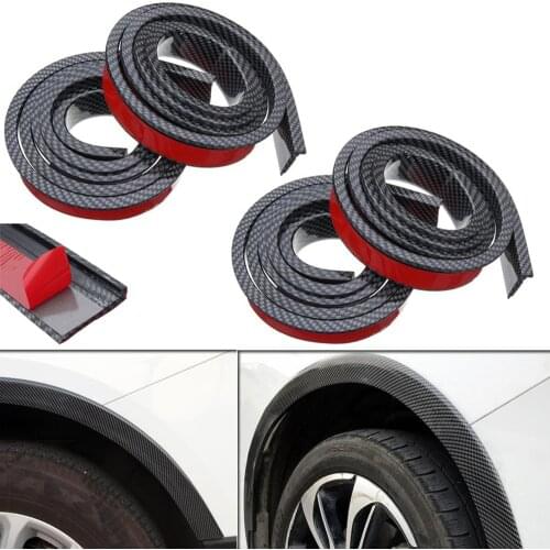 4PCS 4.9ft Carbon Fiber Universal Car Fender Flares Wheel Eyebrow Styling Accessories Moulding Anti-Scratch Arch Protector Lip