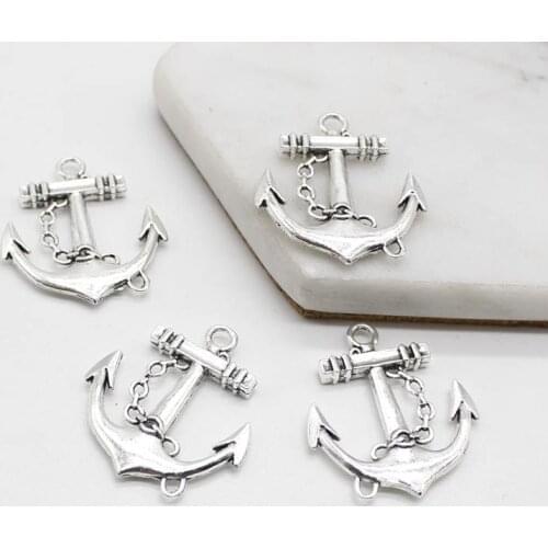 6pcs marine style three-dimensional double-sided anchor alloy sea anchor diy alloy jewelry accessories handmade materials wholes