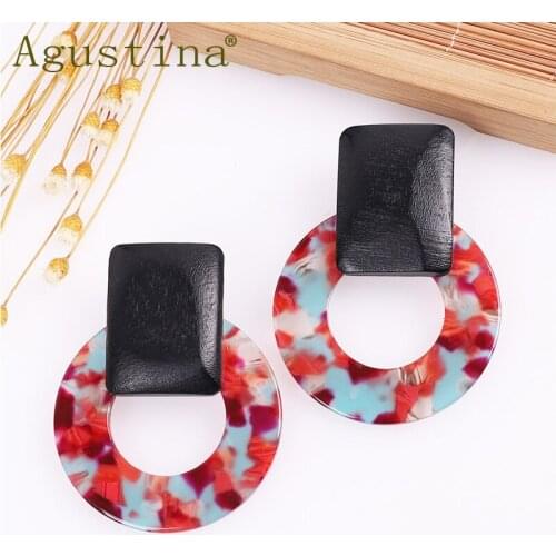 Agustina Fashion jewelry For Women Punk Earring Wood Acetate Earrings Boho cc Girls Drop Earrings Minimalism Earings wholesale