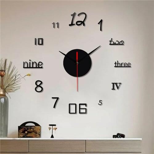 Number Wall Clocks Large Clock Watch Horloge 3D DIY Acrylic Mirror Stickers Quartz Duvar Saat Klock Mute Home Office Art Clock30