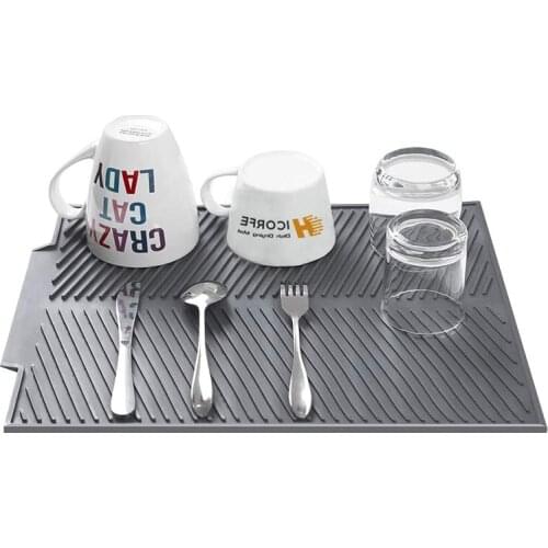 Big Silicone Dish Drying Mat 43*33cm Size Drainer Mat Protection Heat Resistant Counter Top Mat Sink Non Slip Dish Draining tool